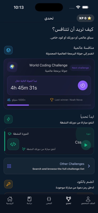 Code editor screen where CSS is written and run on the phone