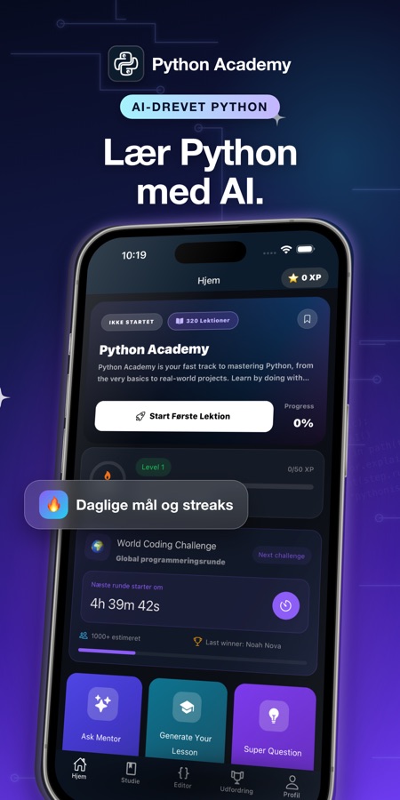 Skærmbillede fra Lær Python i praksis 1