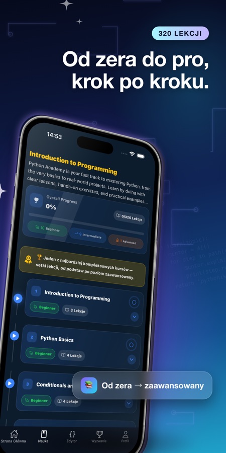 Zrzut ekranu aplikacji Nauka Python: kod i praktyka 2