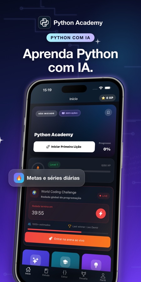 Captura de tela do app Aprender Python: Curso Code 1