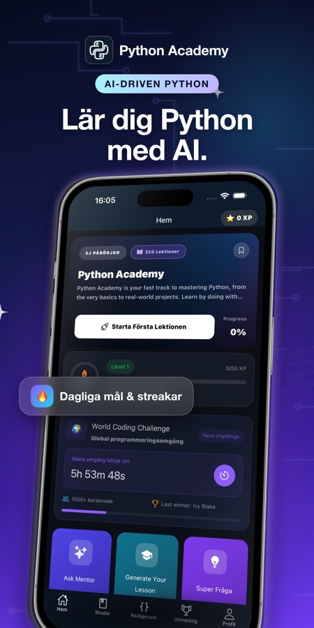 Lär dig Python: koda & öva skärmdump 1