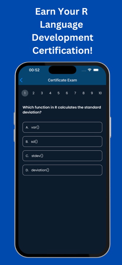 Domanda dell’esame per il certificato che chiede quale funzione calcola la deviazione standard in R