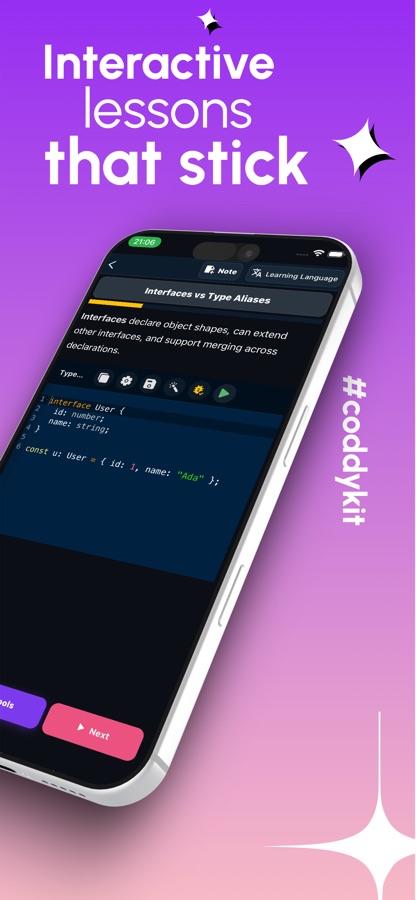 Lesson on interfaces versus type aliases with an editable TypeScript code example