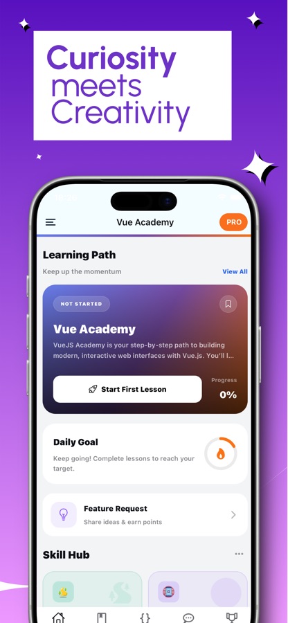 Vue Academy home screen in the light theme