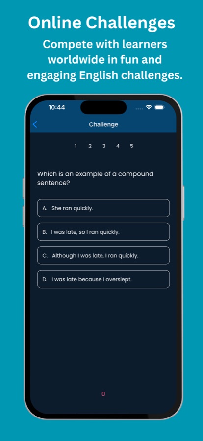 Challenge question asking which sentence is a compound sentence with four options